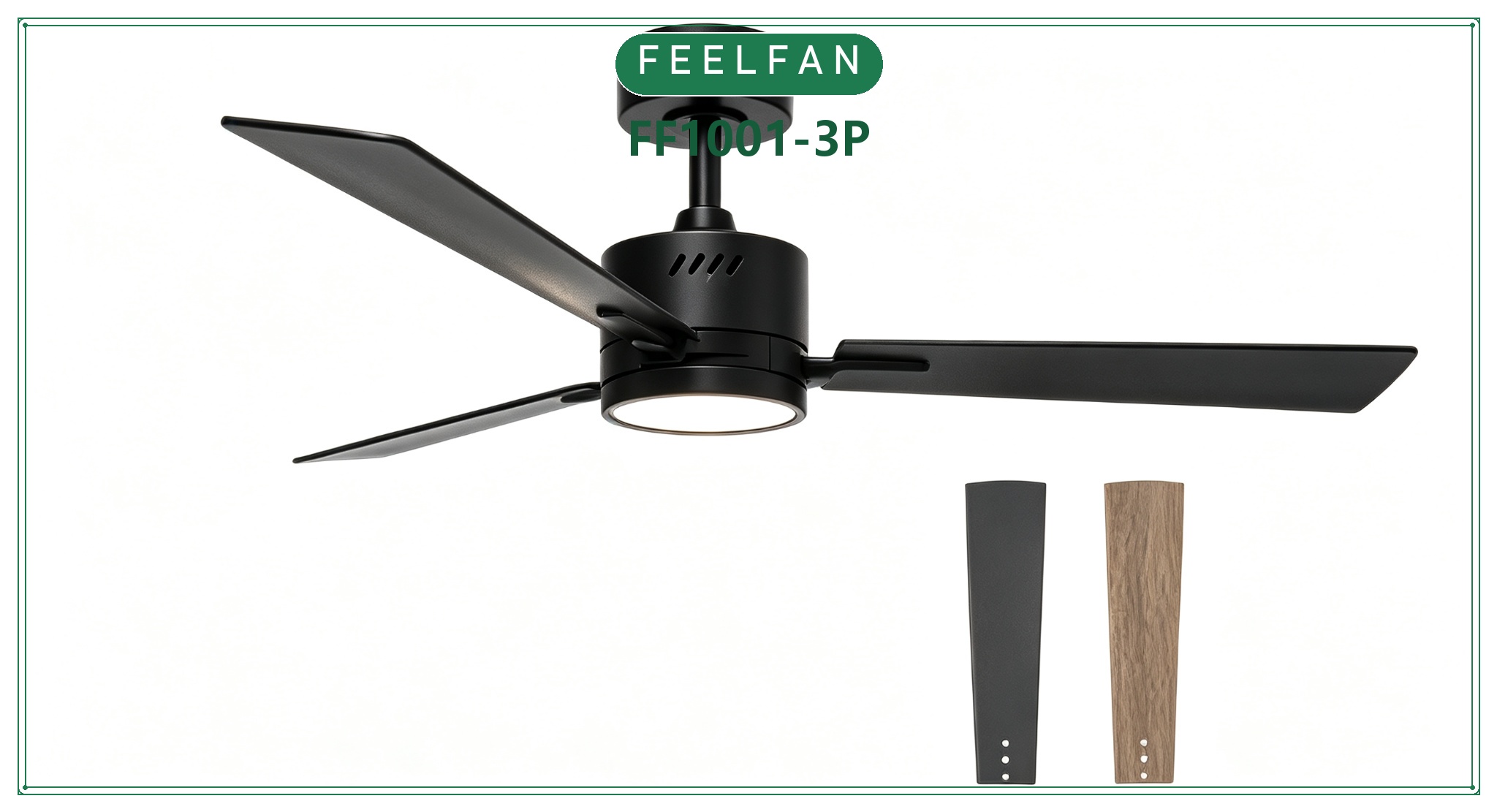 FEELFAN FF1001-3P 3-Blade BLDC Ceiling Fan with LED Light variant 3 — Black