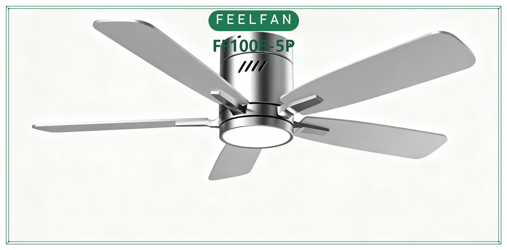 FEELFAN FF1008-3P / FF1008-5P 3 & 5-Blade Low Profile BLDC Ceiling Fan with LED Light variant 5 — Nickel