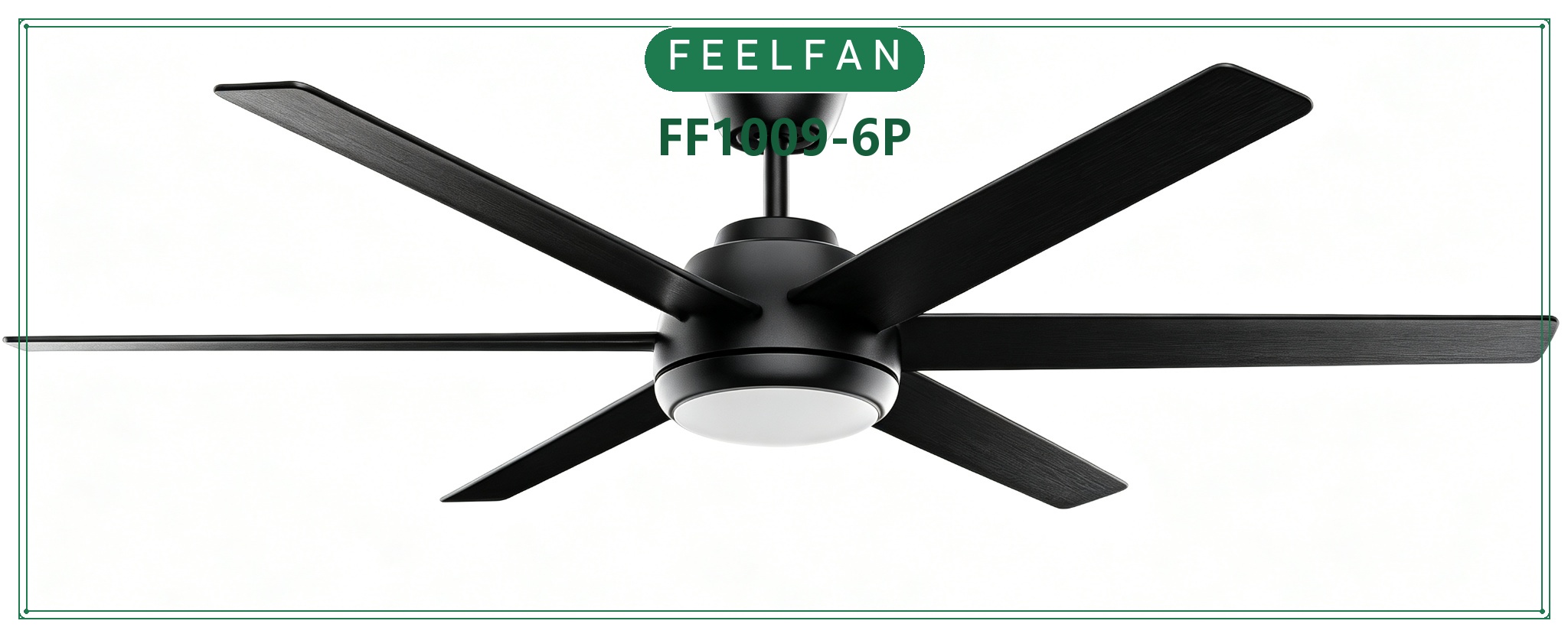 FEELFAN FF1009-6P 6-Blade BLDC Ceiling Fan with LED Light variant 3 — Black