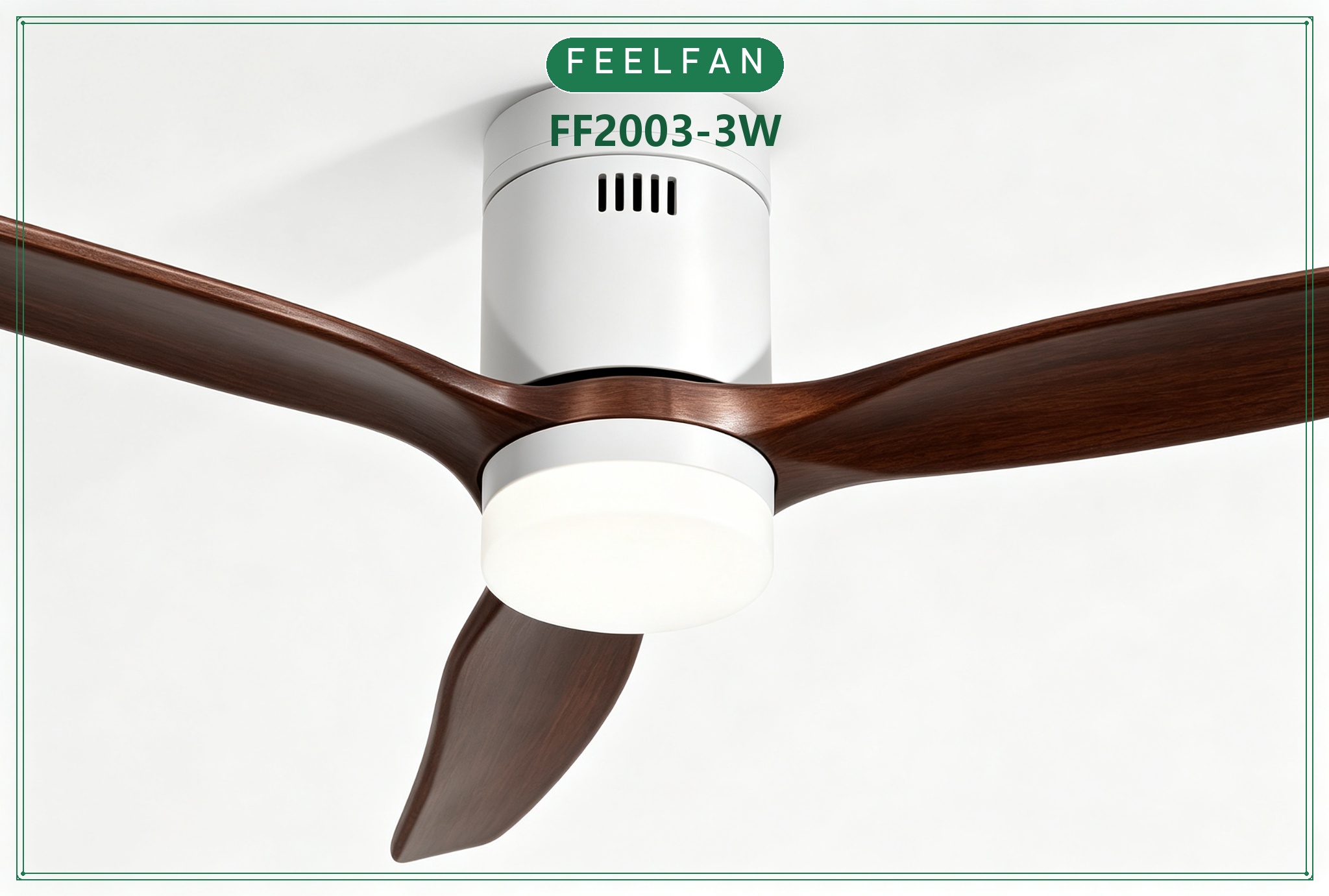 FEELFAN FF2003-3W 3-Blade Solid Wood Low Profile BLDC Ceiling Fan with LED Light variant 2 — White