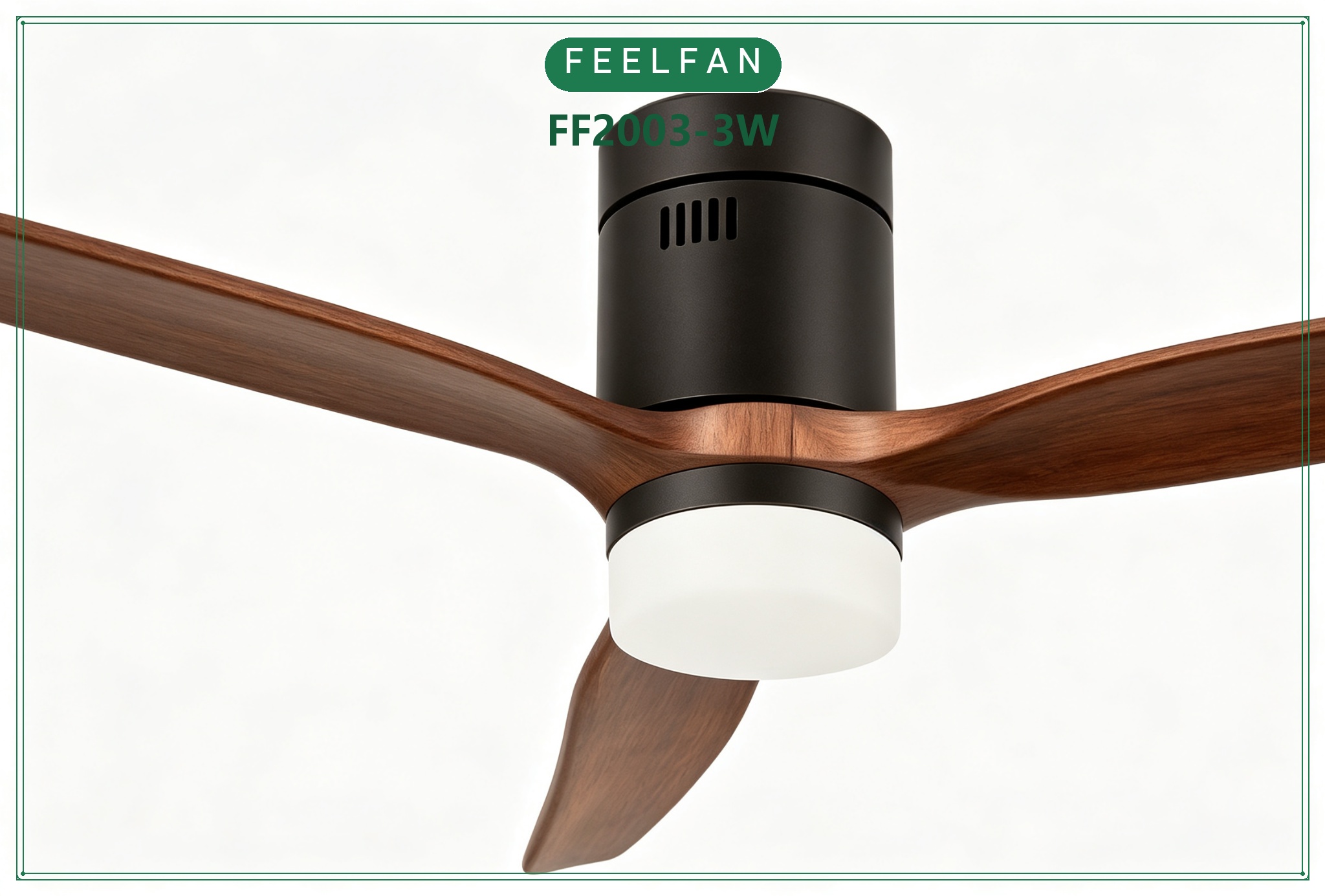 FEELFAN FF2003-3W 3-Blade Solid Wood Low Profile BLDC Ceiling Fan with LED Light variant 7 — Black