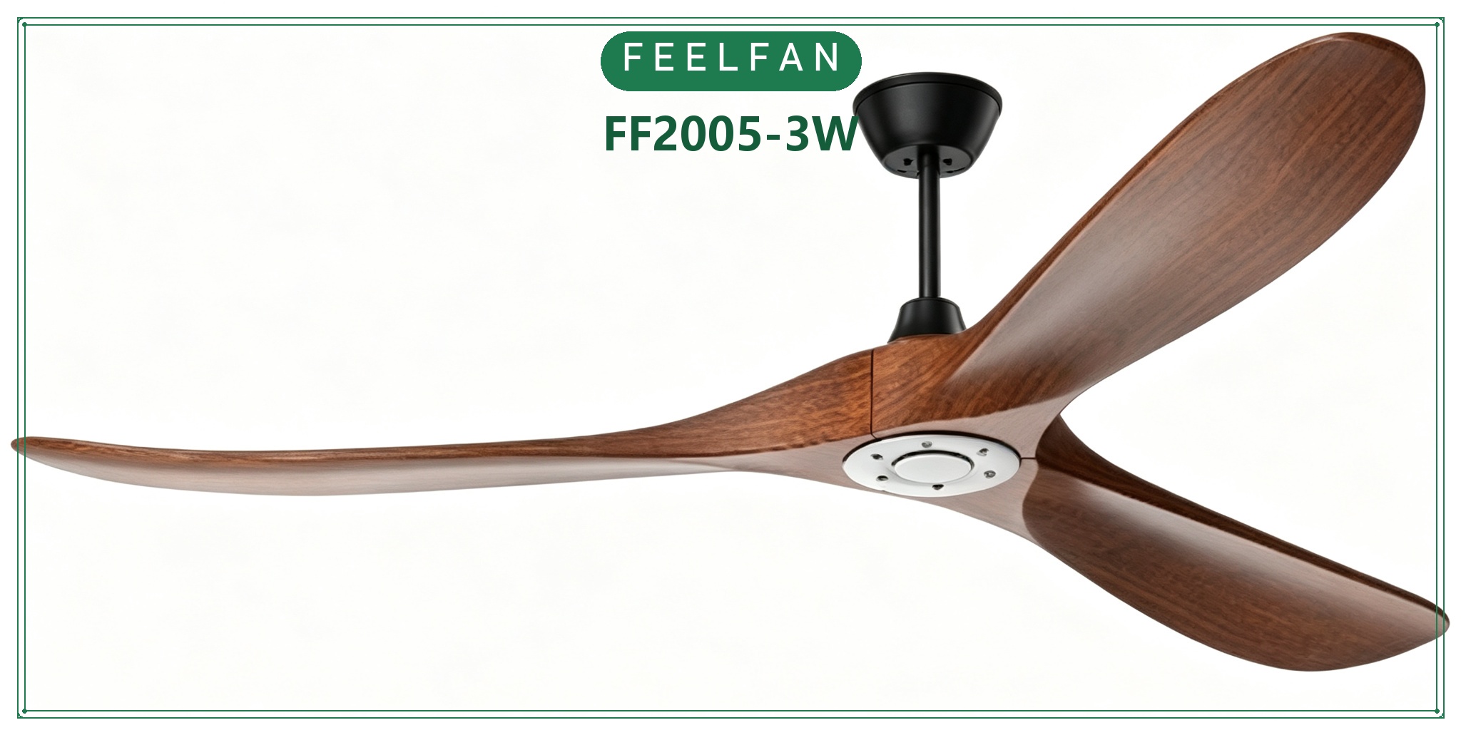 FEELFAN FF2005-3W 3-Blade Solid Wood BLDC Ceiling Fan with LED Light variant 2 — Black
