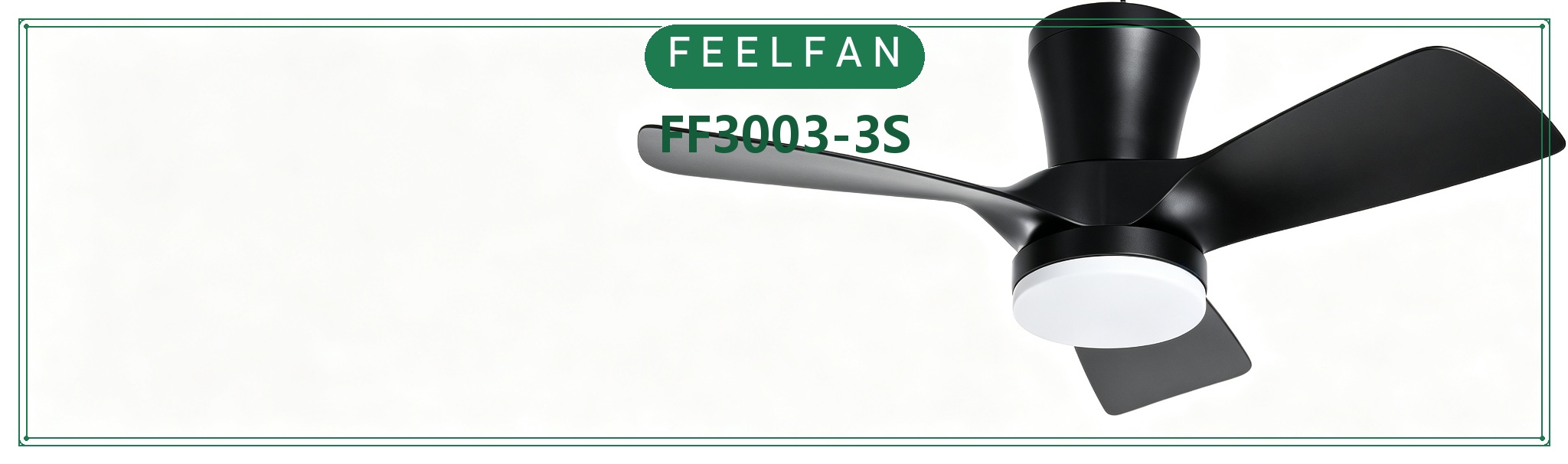 FEELFAN FF3003-3S 3-Blade ABS Low Profile BLDC Ceiling Fan with LED Light variant 2 — Black