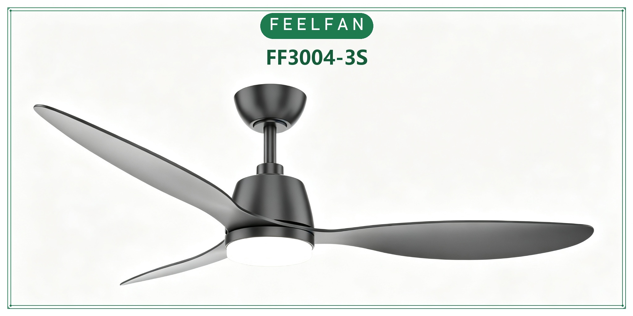 FEELFAN FF3004-3S 3-Blade ABS BLDC Ceiling Fan with LED Light variant 4 — Black