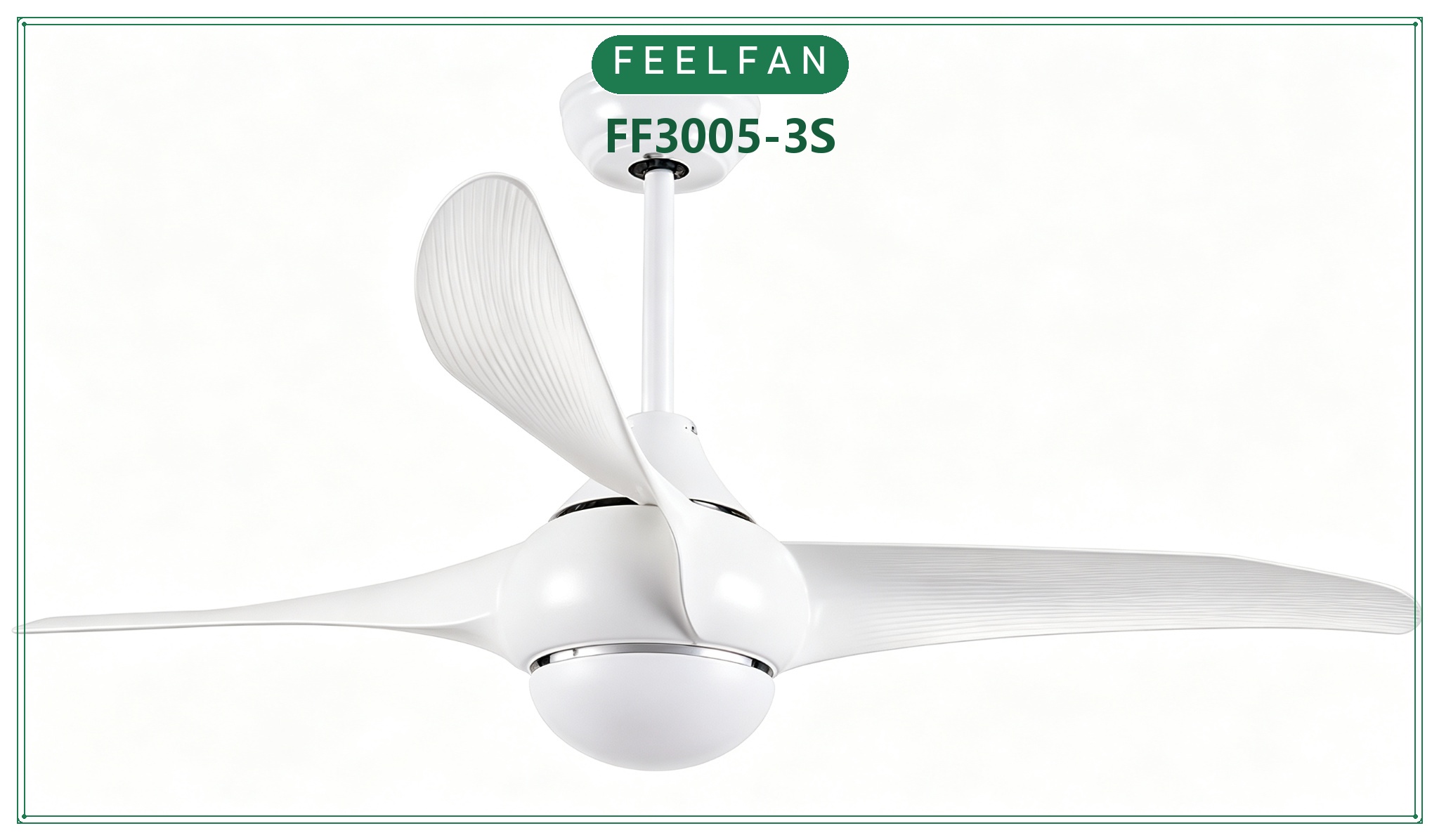 FEELFAN FF3005-3S 3-Blade ABS BLDC Ceiling Fan with LED Light variant 2 — White