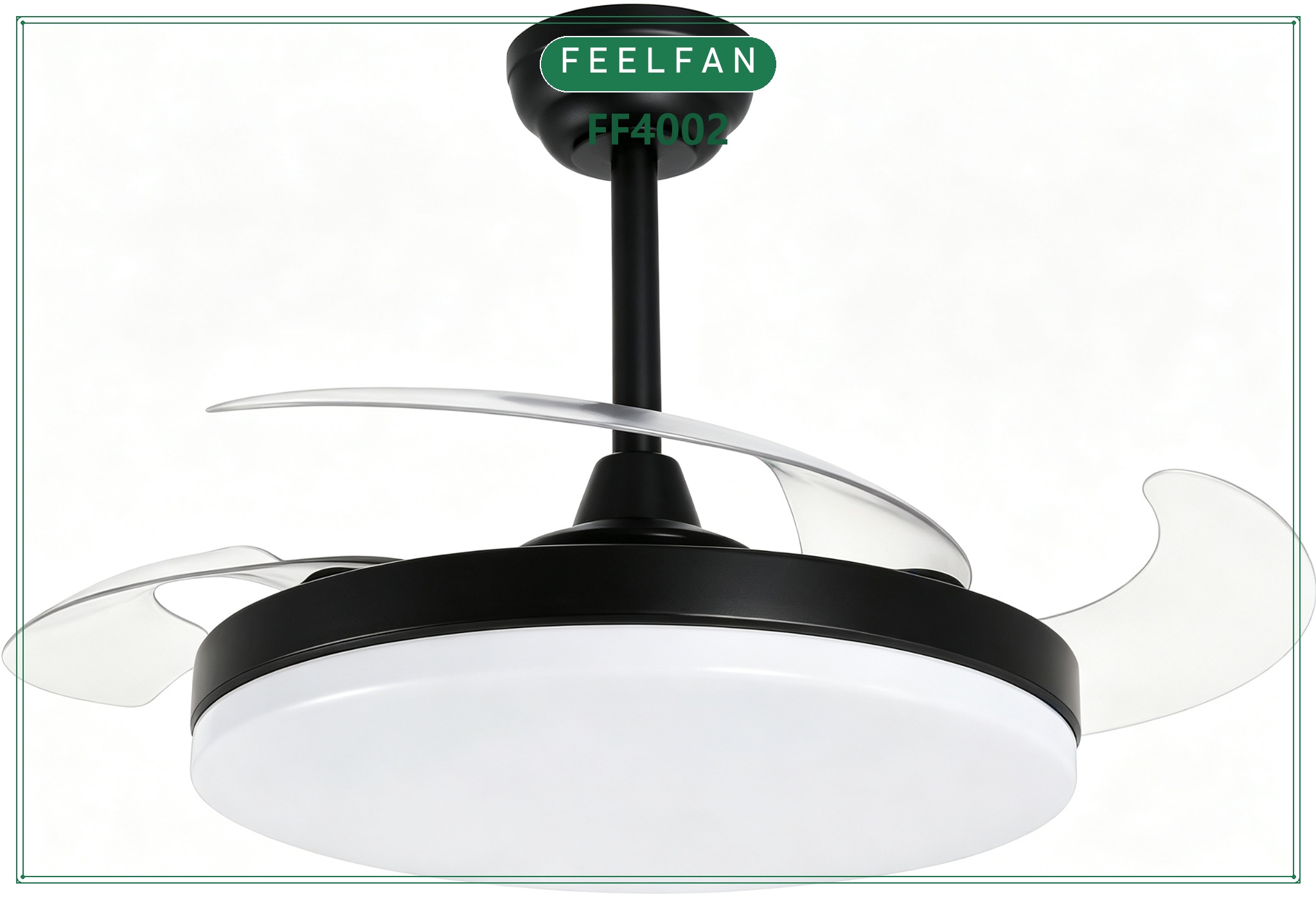 FEELFAN FF4002 3-Blade Retractable BLDC Ceiling Fan with LED Light variant 2 — Black