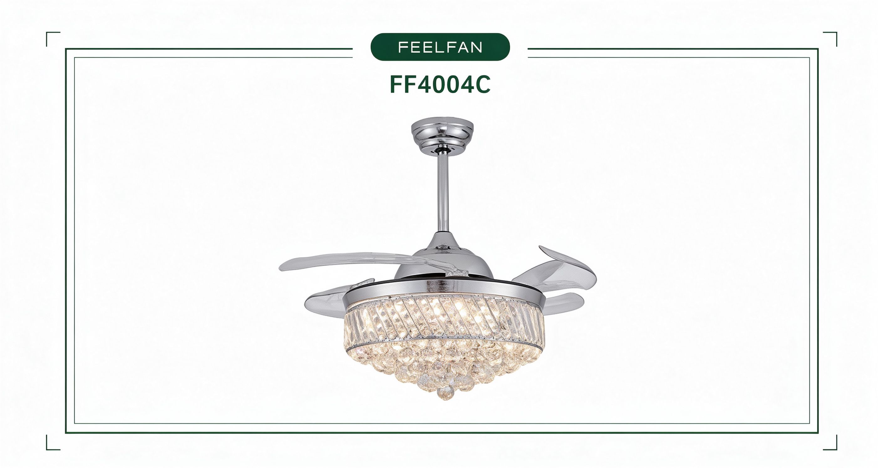 FEELFAN FF4004C 42" 4-Blade Crystal Retractable BLDC Ceiling Fan with LED Light variant 3 — Nickel